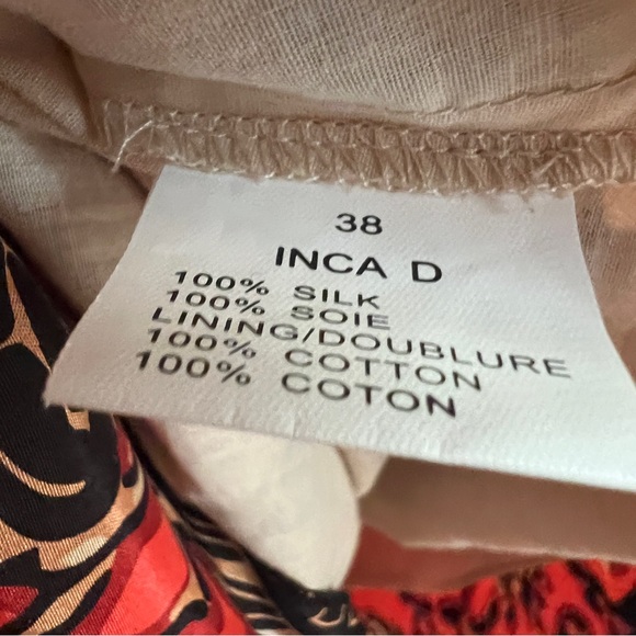 Manoush Inca D Silk Scarf Print and Crochet Dress with Billowy Sleeves Size 38 - Picture 4 of 7